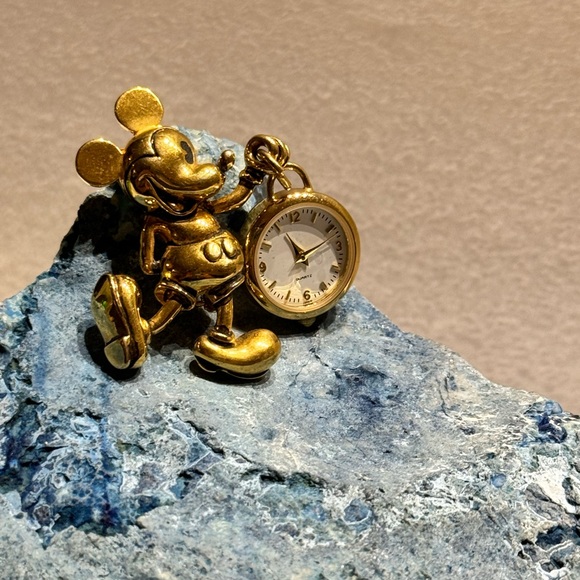 A Collectible Mickey Mouse Holding a Dangling Napier Clock Brooch - Picture 8 of 13